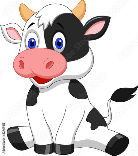 Vector: Cute cow cartoon sitting Cute cow cartoon sitting