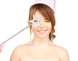 Foto: girl in party cap with magic stick girl in party cap with magic stick
