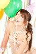 Foto: happy girl with colorful balloons happy girl with colorful balloons