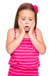 Little girl is holding her face in astonishment