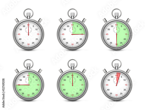 Illustration: Stopwatches - Various Times Stopwatches - Various Times