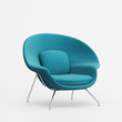 Isolated blue classic armchair, icon of american design