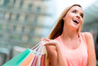 Shopping girl looking up