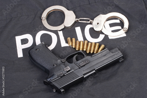 Photo: police concept with handcuffs police concept with handcuffs
