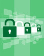 Security concept: padlock set on digital background, 3d