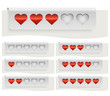 Vektor: Red hearts rating status bar template Red hearts rating status bar template