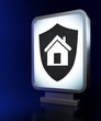 Safety concept: Shield on billboard background