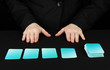 Hand with business cards. Concept: Business like poker game.