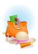 summer holiday background with sand,bag,hat