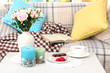 Close up on trendy modern living room