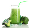 Glass of broccoli juice, isolated on white