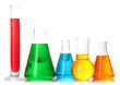 Test tubes with colorful liquids isolated on white