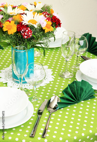 Photo: Beautiful table setting for breakfast Beautiful table setting for breakfast