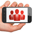 Illustration: Advertising concept: Business People on smartphone Advertising concept: Business People on smartphone