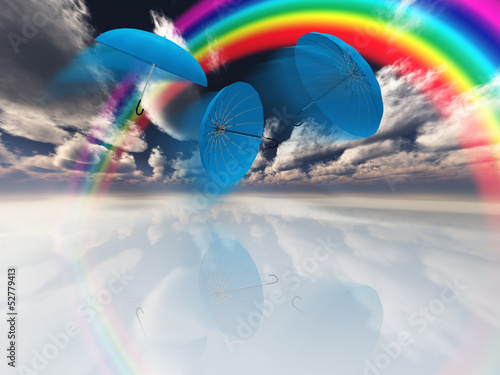 Photo: Umbrellas with rainbow Umbrellas with rainbow