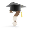 Illustration: school graduation under a question mark school graduation under a question mark
