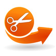 ciseaux sur bouton web orange