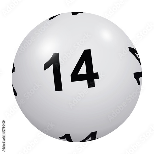 Illustration: Loto, boule blanche numéro 14 Loto, boule blanche numéro 14