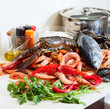 Still life with fresh  marine products