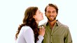 Girlfriend kissing boyfriend on the cheek