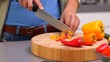 Woman preparing peppers