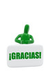 Green figure with gracias  symbol