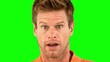 Man showing his astonishment on green screen