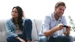 Woman annoyed by her partner playing video games