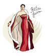 Vector illustration of fashion model in retro style