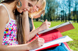 Group of students studying outdoors