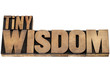 Foto: tiny wisdom in wood type tiny wisdom in wood type