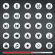 Buttons for media player and red progress bar