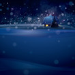 Vector of winter  landscape with house in forest.
