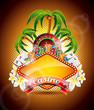 Vector illustration on a casino theme with palm trees.