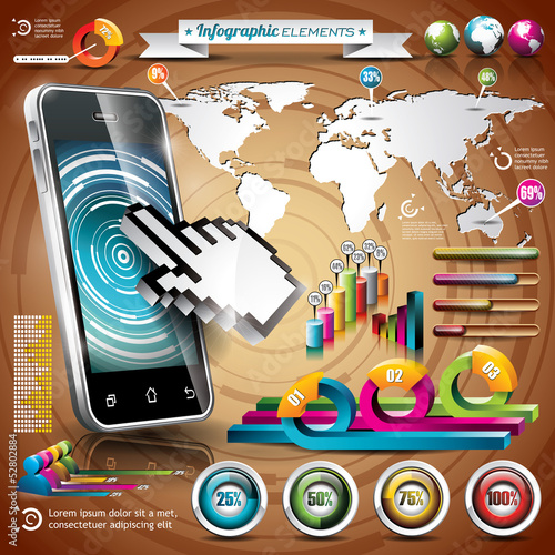 Vector: Vector phone design set of infographic elements. Vector phone design set of infographic elements.