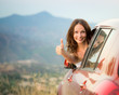 Happy driver woman on summer vacation