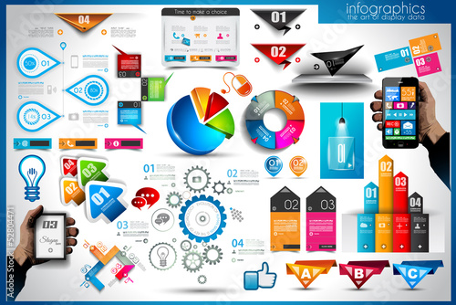 Vector: Infographic elements - set of paper tags Infographic elements - set of paper tags