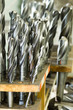 closeup of drill bits in stand