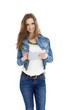 Trendy young female student with a tablet-pc