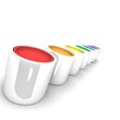 Pots of paint. 3D render.