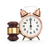 Gavel and old clock