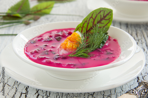 Photo: cold summer soup with beetroot. Soup, hash. cold summer soup with beetroot. Soup, hash.