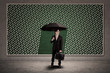 Agent insurance hold umbrella in front rain drawing