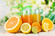 Lots ripe citrus with juices