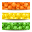 Three vector banners with citrus fruits.