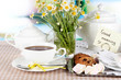 Table setting with chamomiles