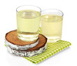 Glasses of birch sap, isolated on white