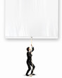 Photo: Businessman pulling banner Businessman pulling banner