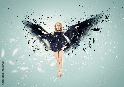 Photo: Young girl floating Young girl floating