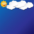 Weisse 2D Wolken mit Sonne als Hintergrund
